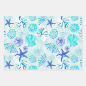 Aqua-blau-aquamarine Aquarellfarbe gemischte Musch Geschenkpapier Set (Vorderseite 3)