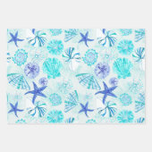 Aqua-blau-aquamarine Aquarellfarbe gemischte Musch Geschenkpapier Set (Vorderseite)