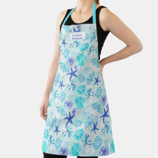 Aqua-blau-aquamarine Aquarellfarbe gemischte Musch Schürze