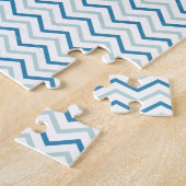 Aqua Blau Chevron Muster Puzzle (Seite)