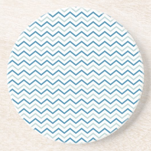 Aqua Blau Chevron Muster Sandstein Untersetzer (Vorne)