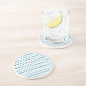 Aqua Blau Chevron Muster Sandstein Untersetzer (Seite)