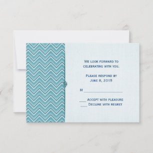 Aqua-Blau Chevron RSVP Einladung
