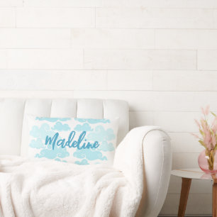 Aqua Blau Chinoiserie Wolken Name Lendenkissen