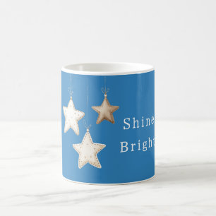 Aqua Blau Creme Elfenbein Braun Sterne Kaffeetasse
