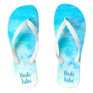 Aqua Blau Farbverlauf Einfache Monogramm Name Flip Badesandalen