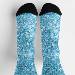 Aqua Blau Faux Glitter Socken