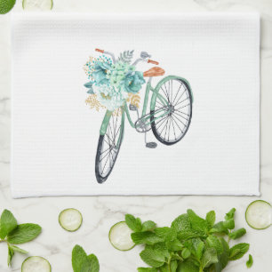 Aqua Blau Florale Vintage Fahrrad Farmhaus Geschirrtuch