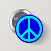 Aqua Blau Friedenssymbol Button (Vorne & Hinten)
