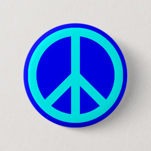 Aqua Blau Friedenssymbol Button