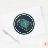 Aqua blau Fuzz Runder Aufkleber (Umschlag)
