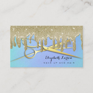 Aqua Blau Glitter Tropfen Friseur Beauty Salon Visitenkarte