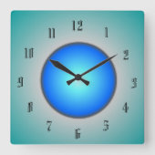 Aqua/blau/grün Kreislauf>Wall-Uhr Quadratische Wanduhr (Vorderseite)