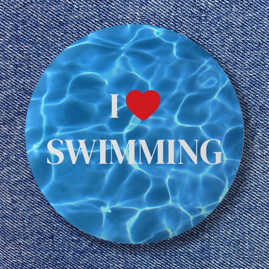 Aqua Blau Ich liebe Schwimmbad Button