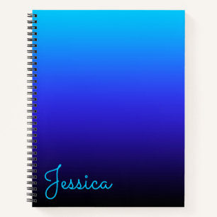 Aqua Blau Indigo und schwarzes Ombre Notizblock