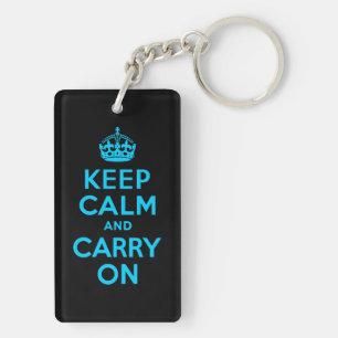 Aqua Blau Keep Calm und Mach Weiter Schlüsselanhänger