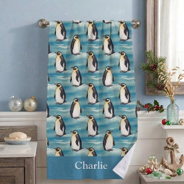 Aqua Blau Küsten-Arktis-Tier Pinguin  Strandtuch