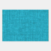 Aqua Blau Leinen Geschenkpapier Set (Vorderseite 3)
