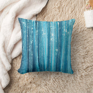 Aqua Blau Lila Glitzer Streifen Kissen