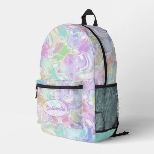 Aqua Blau Limettengrün Pink Purpur Kunstmuster Bedruckter Rucksack