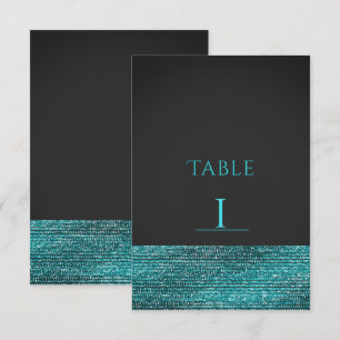 Aqua Blau Moderner Glamour Sequins Tischnummernkar Einladung