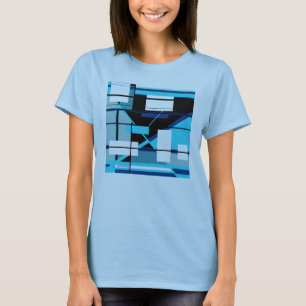Aqua Blau Navy Schwarz Geometrisches Abstrakte MCM T-Shirt