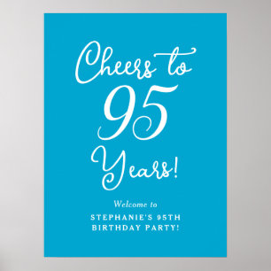 Aqua Blau Prost auf 95 Jahre Geburtstags-Willkomme Poster