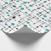 Aqua-Blau-Punkt Art der Mitte des Jahrhunderts Geschenkpapier (Ecke)