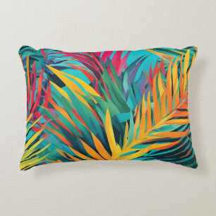 Aqua Blau Rosa Farbige Palmwedel Dekokissen
