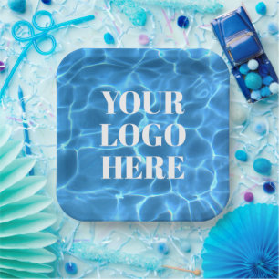 Aqua Blau Schwimmbad Foto für Ihr Logo Pappteller