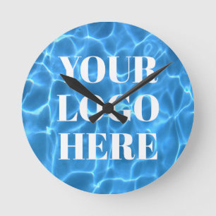 Aqua Blau Schwimmbad Foto für Ihr Logo Runde Wanduhr