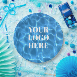 Aqua Blau Schwimmbad Foto Logo Pappteller