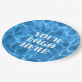 Aqua Blau Schwimmbad Foto Logo Pappteller (Schrägansicht)