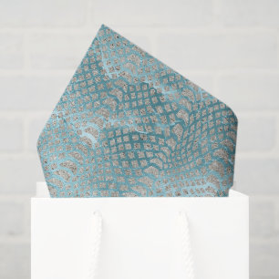 Aqua Blau Silber Schlangenprint Geburtstag Seidenpapier