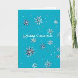 Aqua Blau Silber Weiße Weihnachten Schneeflocken Karte