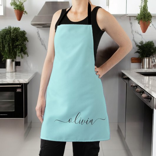 Aqua Blau Teal Moderne Schrift Mädchen-Monogramm-N Schürze