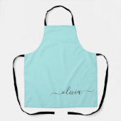 Aqua Blau Teal Moderne Schrift Mädchen-Monogramm-N Schürze (Vorderseite)
