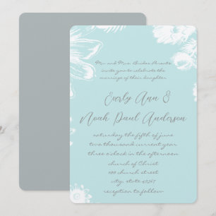 Aqua Blau Teal  Vintage Floral  Hochzeits-Einladun Einladung