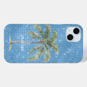 Aqua Blau Tropischer Palmbaum Glanz  Case-Mate iPhone Hülle (Rückseite (Horizontal))