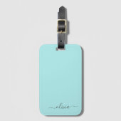 Aqua Blau Türkis Mädchenname Schriftzug Modern Gepäckanhänger (Vorderseite Vertikal)