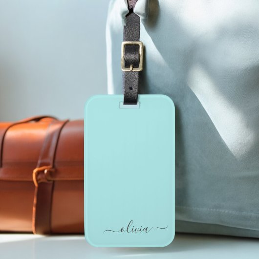 Aqua Blau Türkis Mädchenname Schriftzug Modern Gepäckanhänger