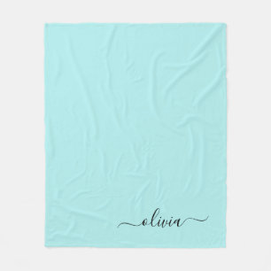 Aqua Blau Türkis Mädchenname Schriftzug Modernes M Fleecedecke