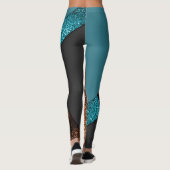 Aqua-Blau und Bronze-Glitzern Leggings (Rückseite)