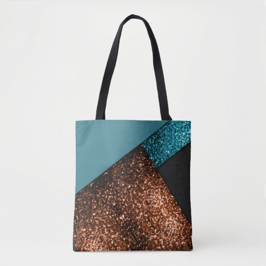 Aqua-Blau und Bronze-Glitzern Tasche (Vorderseite)