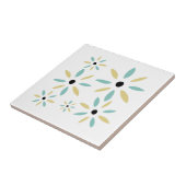 Aqua Blau Und Gelbe Mid Mod Retro Blumen Fliese (Seite)