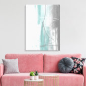 Aqua Blau und Grau Minimalistische Malerei Abstrak Leinwanddruck (Insitu (Wohnzimmer))