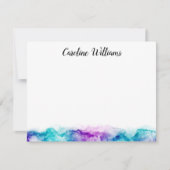 Aqua-blau und lila Aquarellfarbe personalisierter Mitteilungskarte (Vorderseite)