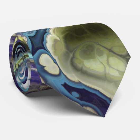 Aqua-Blau und lila Marmor Krawatte (Gerollt)