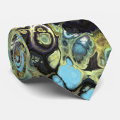Aqua-Blau und Oliven-grüner Marmor Krawatte (Gerollt)