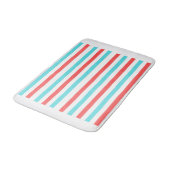 Aqua Blau und Rot Streifen Bathmat fett horizontal Badematte (Schrägansicht)